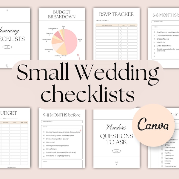 Petite liste de contrôle pour le mariage. Micro organisateur de mariage. Un mariage à petit prix. Liste de contrôle de mariage simple