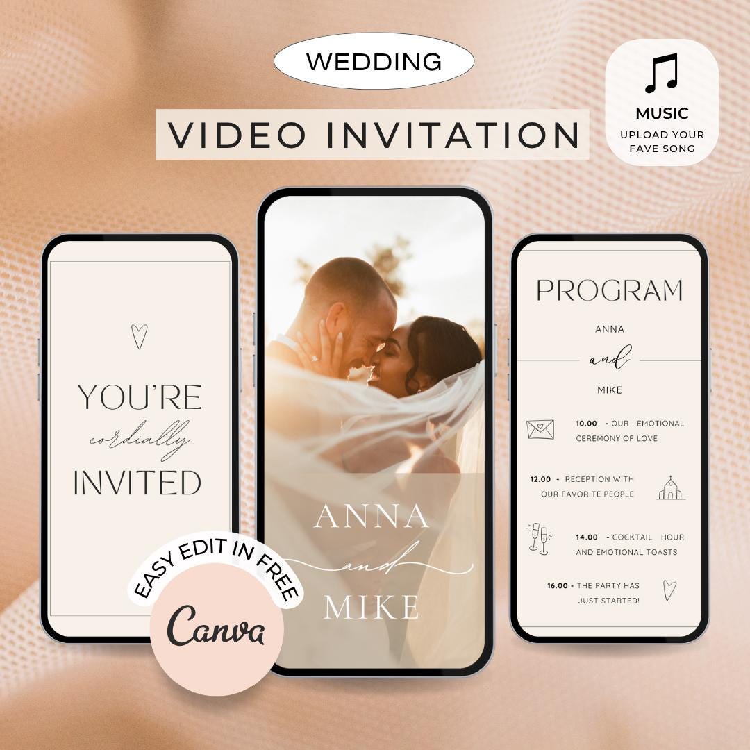 Wedding Video Invitation template Animated Wedding invitation with photo Animated Wedding Invitation Digital Invite Video Save the Date