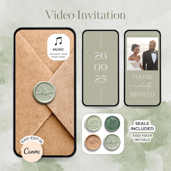 Digital Wedding Invitation with envelope opening Hochzeitseinladung digital Wedding invitation Video Save the Date Animated save the date