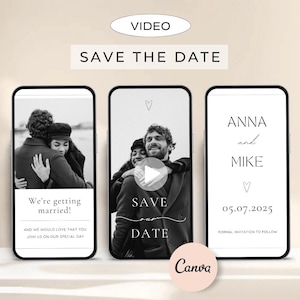 Save the Date template Digital wedding invitation Video save the date editable in Canva Digital Wedding Invite hochzeitseinladung digital