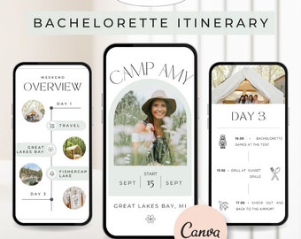 Camping Bachelorette Itinerary Template, Girls Trip (Digital)