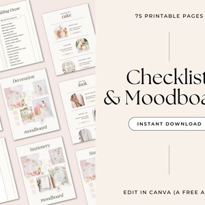 Checklist y Vision board para tu boda (Plantillas Editables en Canva e imprimibles)
