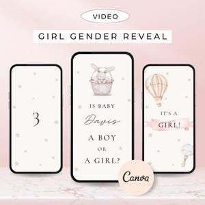 Gender Reveal Video It&#39;s a Girl Gender reveal digital | Virtual Gender reveal Animated video pregnancy announcement | Baby announcement