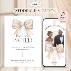 Hochzeitsvideo einladen & Hochzeitseinladung Kartenvorlage. Hochzeitsvideo einladen. Digital Speichern Sie die Daten. Bogenkokette Hochzeit einladen