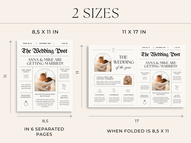 Wedding Newspaper Template Editable in Canva Printable Etsy Wedding Newspaper Template Editable in Canva Printable Etsy