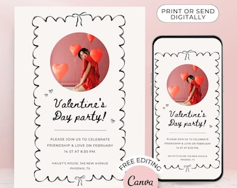 Galentine's Day Invitation with Photo, Printable Valentine Card (Digital)