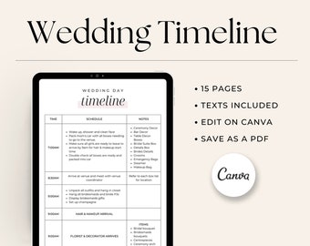 Editable Wedding Day Timeline Template (Canva PDF)