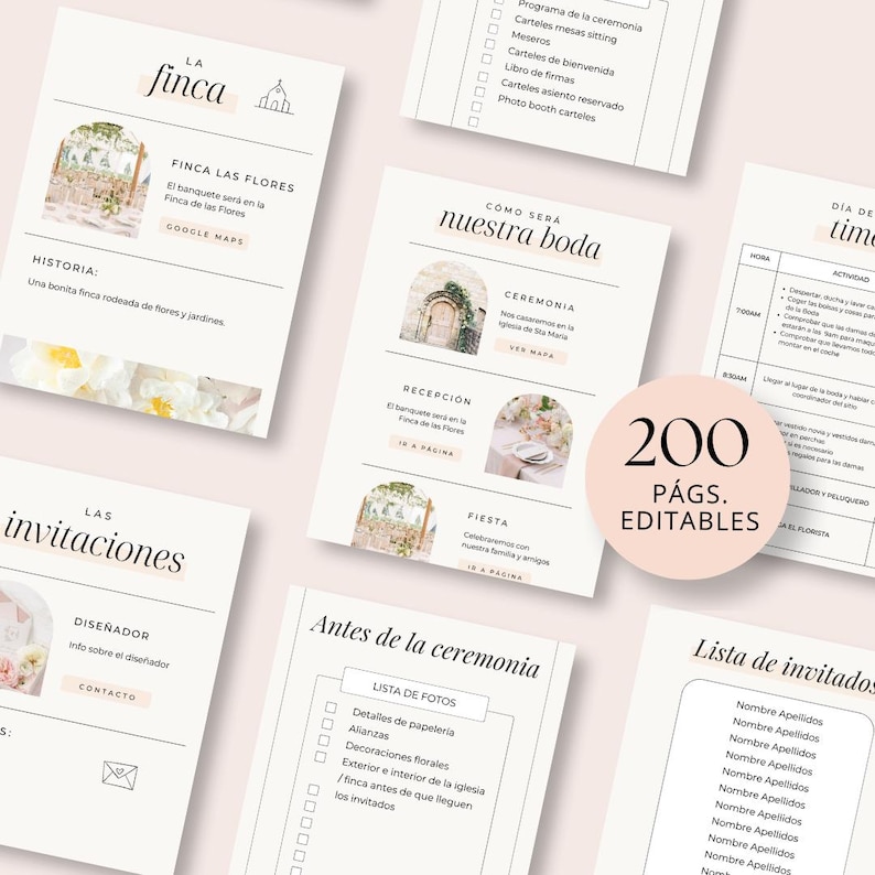 Planificador de Boda en español. Agenda de boda. Plantilla Canva boda imagen 4