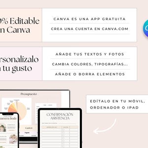 Planificador de Boda en español. Agenda de boda. Plantilla Canva boda imagen 9