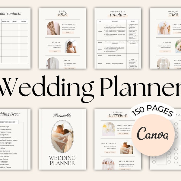 Organizador de Boda editable en Canva e imprimible