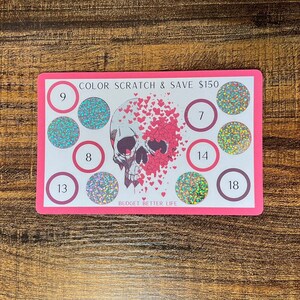 Color Scratch & Save Challenge! Pink Skull Save 50 or 75, Savings Scratch-Off A5/A6 Cash Stuffing Binder Scratch Off Savings Challenge!