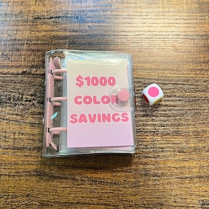 1000 Color Savings Challenge, Mini Binder Savings Tracker, Cash Stuffing Binder, Mini Savings, Dice Savings Game, Save 1000 Dollars!
