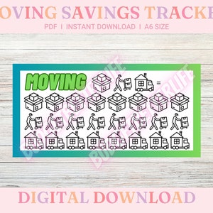 Moving Savings Tracker, A6 Size, Color Track & Save, Moving Savings Challenge, Savings Tracker Digital Download!