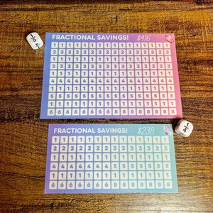 Fractionele besparingen dobbelstenen uitdaging! Gelamineerd spaaruitdagingsspel, A6/A5-geldenveloppen, geld besparen, spaaruitdaging geld opvullen!