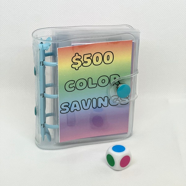 500 Color Savings Challenge, Mini Binder Savings Challenge, Cash Stuffing Binder, Mini Savings, Dice Savings Game, Savings Tracker, Save 500