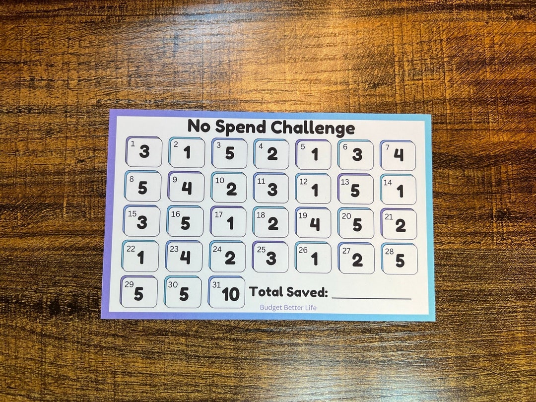 No Spend Challenge! A5 Size No Spend Savings Challenge, Choose From 2 ...
