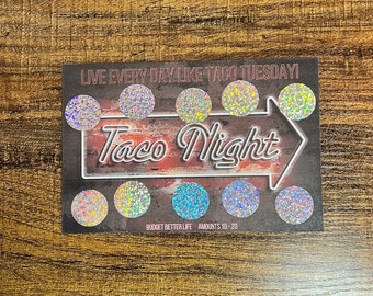 Taco Night Scratch Off! Taco Savings Challenge! A5/A6 Laminated Scratch & Save!