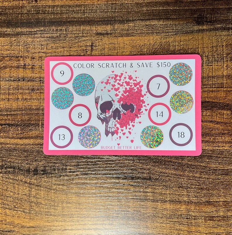 Color Scratch & Save Challenge! Pink Skull Save 50 or 75, Savings ...