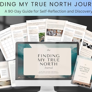Self-discovery journal Finding my True North - Digital Therapy Journal - Guided Journal Prompts - Self-Care - Mental Health Workbook