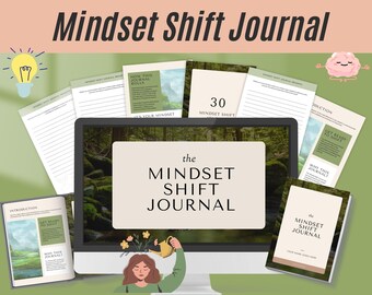 Mindset Shift Journal | Self-Help Self Therapy | Therapy Notes and Prompts | Psychological Help 30 days journaling for growth and healing