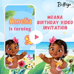 Baby Moana Video-Einladung, Baby Moana Geburtstagseinladung Video, Baby Moana animierte Einladung, Baby Moana Digital evite, personalisiert