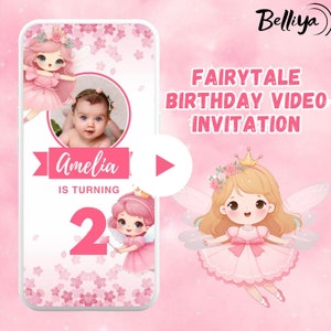 Fairy Princess Birthday Party Video Invitation, Princess Birthday Party Evite,Girl birthday invitation, fairytale birthday video invitation