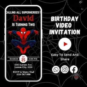 Spiderman Birthday Video Invitation , Spiderman Invitation, SpiderMan Birthday , Animated Video Invitation for Boy , Spiderman Party Invite
