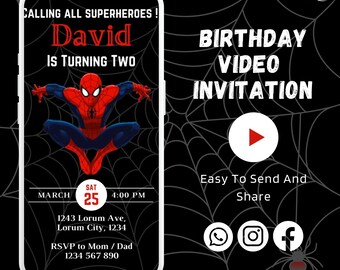 Spiderman Birthday Video Invitation: Animated Party Invite (MP4)