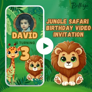 Safari Birthday Invitation, Jungle Party Video Invitation, Zoo Animals Invitation, Kids birthday | Video Instant Download