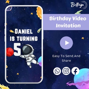 Space Birthday Video Invitation: Animated Astronaut (Digital Download)