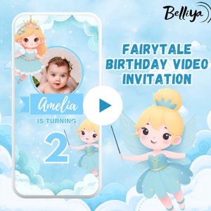 Fairy Princess Birthday Party Video Invitation, Princess Birthday Party Evite,Girl birthday invitation, fairytale birthday video invitation