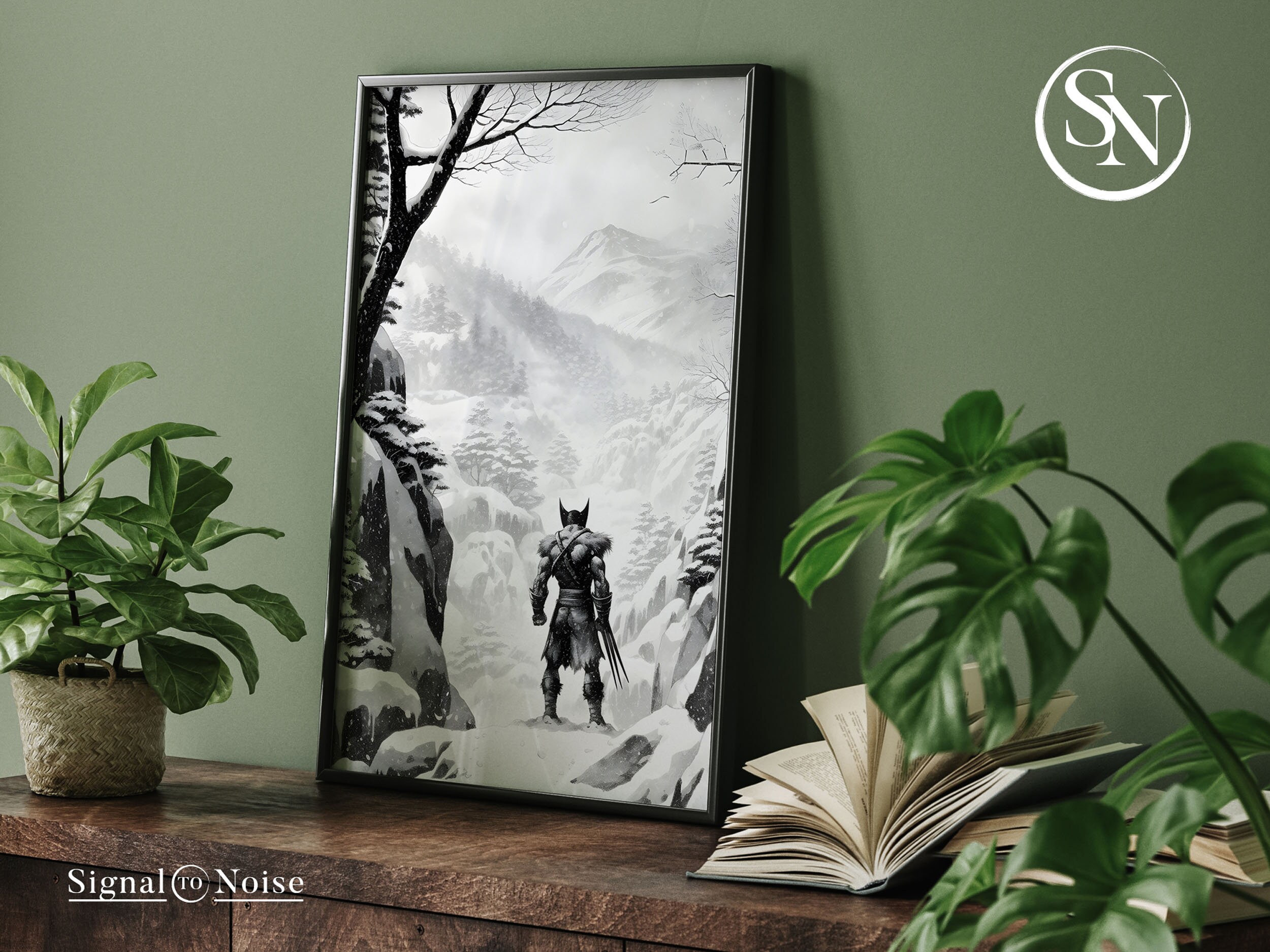 Wolverine Japanese Ink Art Style Black and White Digital Print Poster ...