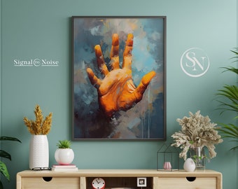 A Helping Hand Reaching Out - Portrait Digital Print Poster Painting Wall Art Decor - Acrylic and watercolour paints on canvas - Download