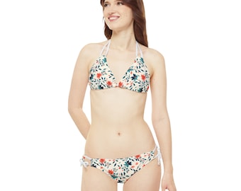 Ensemble bikini floral à lanières, bikini floral, bikini bohème, maillots de bain, été, voyage, ensemble bikini, bikini hippie