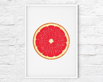 Blood Orange Art Print / Citrus Wall Art / Fruit Print / Fruit Art / Blood Orange Wall Art / Kitchen Decor / A3 A4 A5