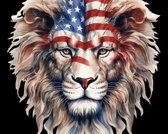 American Flag Lion Head T-Shirt, Longsleeve, Sweatshirt & Hoodie