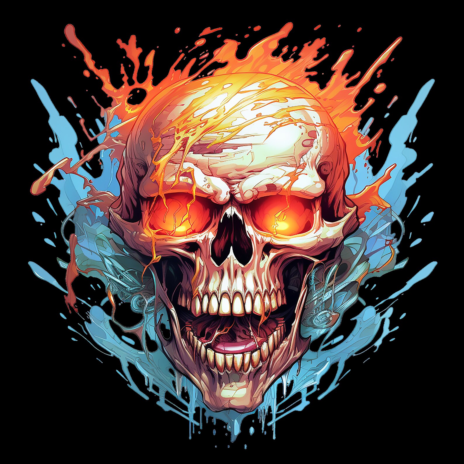 Color Splash Angry Skull - Etsy