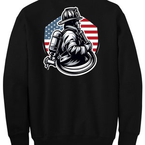 Camiseta de manga larga, sudadera y sudadera con capucha de la bandera americana del bombero imagen 8