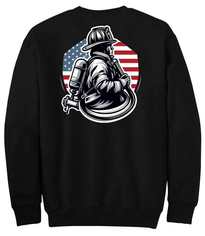 Camiseta de manga larga, sudadera y sudadera con capucha de la bandera americana del bombero imagen 8