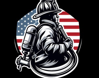 Fireman American Flag T-Shirt, Longsleeve, Sweatshirt & Hoodie