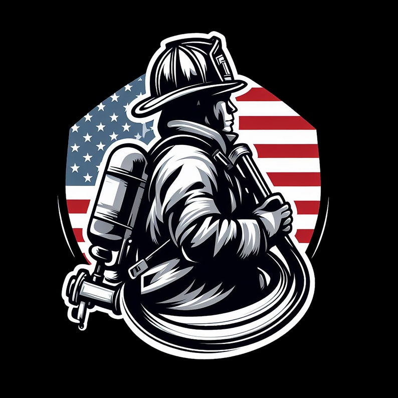 Camiseta de manga larga, sudadera y sudadera con capucha de la bandera americana del bombero imagen 1