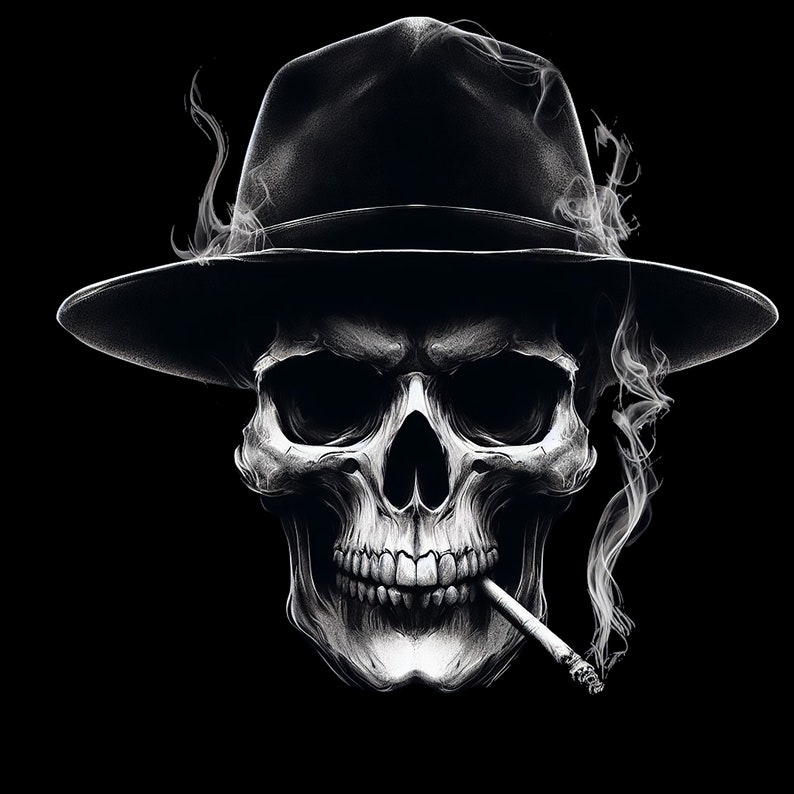 Camiseta, manga larga, sudadera y sudadera con capucha de Smoking Skull imagen 1