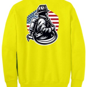 Camiseta de manga larga, sudadera y sudadera con capucha de la bandera americana del bombero imagen 10