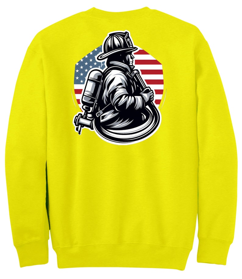 Camiseta de manga larga, sudadera y sudadera con capucha de la bandera americana del bombero imagen 10