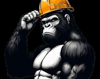 Construction Worker Ape T-Shirt, Longsleeve, Sweatshirt & Hoodie