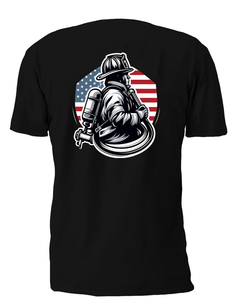 Camiseta de manga larga, sudadera y sudadera con capucha de la bandera americana del bombero imagen 3