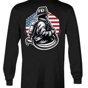 Camiseta de manga larga, sudadera y sudadera con capucha de la bandera americana del bombero imagen 5