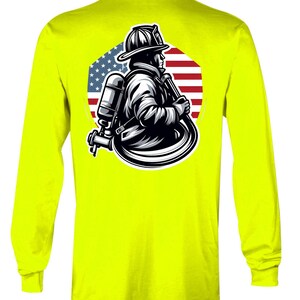 Camiseta de manga larga, sudadera y sudadera con capucha de la bandera americana del bombero imagen 7