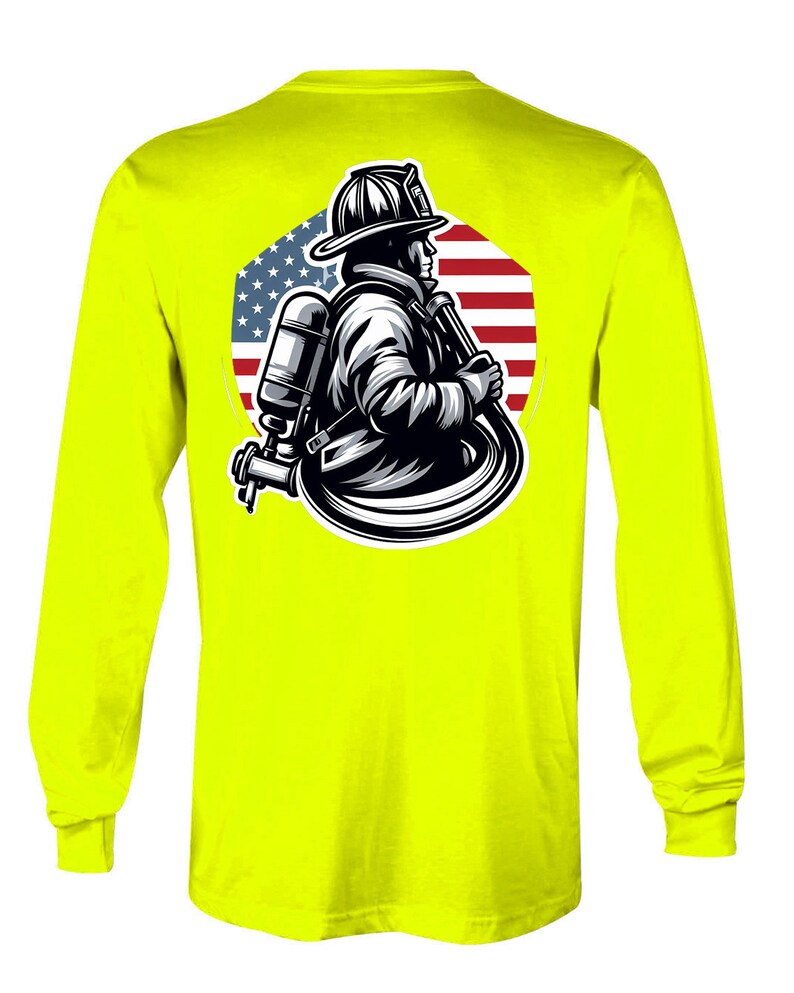 Camiseta de manga larga, sudadera y sudadera con capucha de la bandera americana del bombero imagen 7