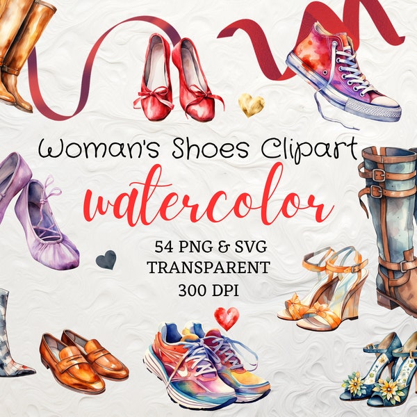 Watercolor Shoes Clipart 54 Woman's Shoe PNG Pointe Shoes Clipart Stiletto Png High Heels Loafers Png Ballet Shoe Clipart Flip-Flop Vector